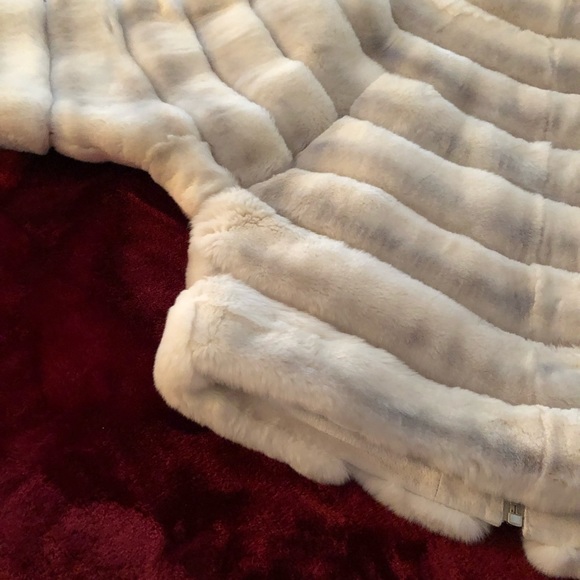 Fur Genuine Rex Light Grey Ombré Zip Front Jacket size L Brand new with tags - Picture 11 of 11